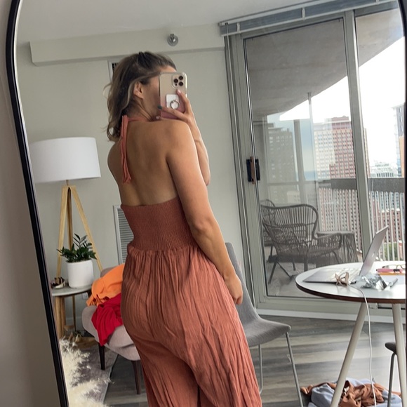 free people terracotta jumpsuit - Picture 2 of 3